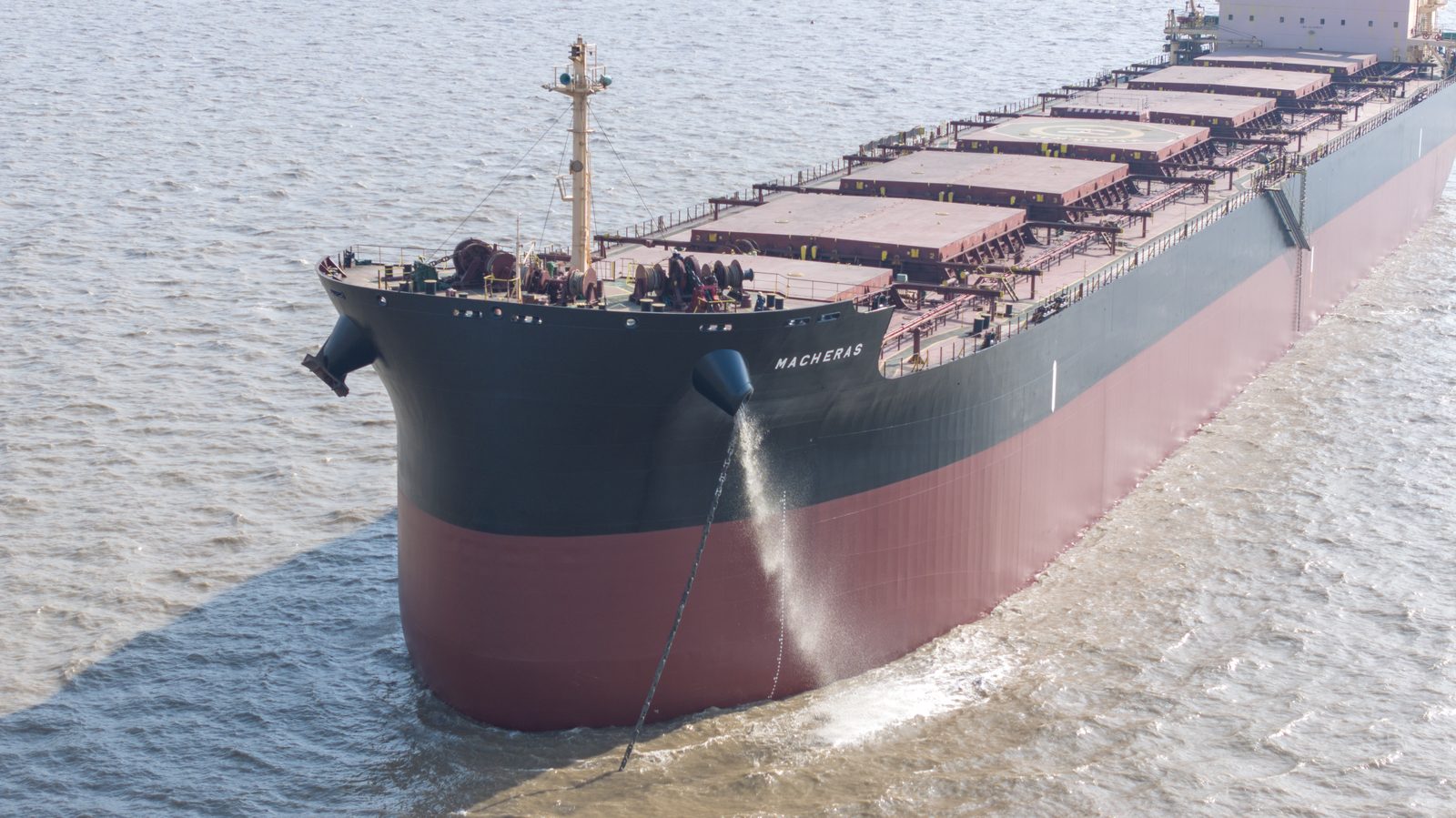 M/V Macheras, Panamax bulk carrier, bow view at anchor